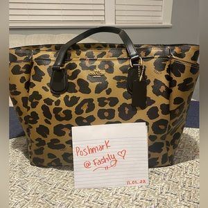 Brand New Coach Leopard Diaper Baby Bag